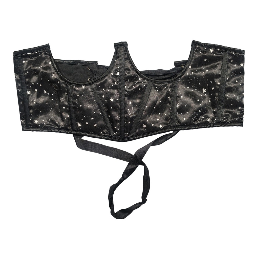Daisy Corsets Waist Cincher Womens XXL Celestial Star Print Black Silver Belt